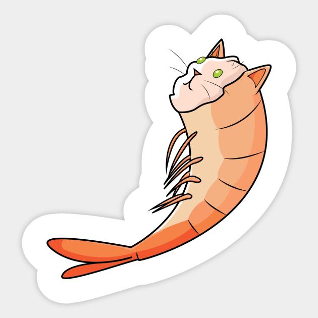 Shrimp Cat Sticker by smoorestudios